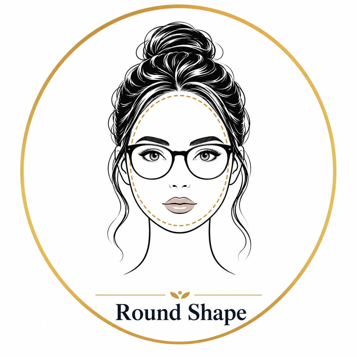 Round Face Shape Wearing Eyeglasses