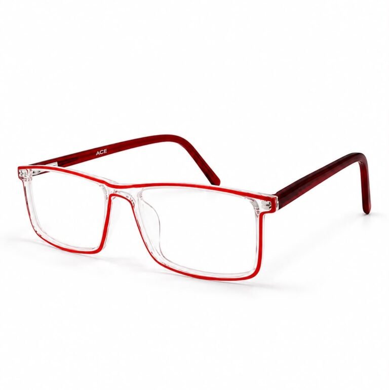 ACE TR04 Red Transparent Rectangular TR90 Eyeglasses Frame available at EyeValley Bangladesh