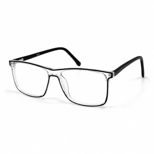 Optical EV2K-0002 Classic Rectangle Full Rim Eyeglasses in Clear Black with a black inner line and matte black acetate temples