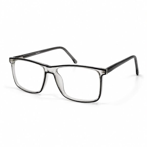 Optical EV2K-0002 Classic Rectangle Full Rim Eyeglasses in Crystal Grey with a smoky grey front and translucent grey temples