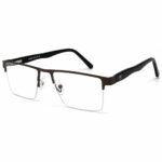Optical EV2K-0133 Premium Half Rim Rectangle Stainless Steel Eyeglasses | Lightweight Business Optical Frame | EyeValley Bangladesh