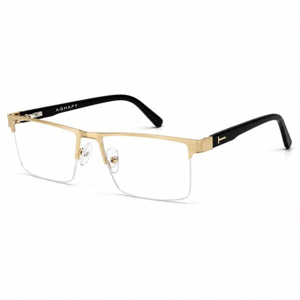 Optical EV2K-0134 Premium Half Rim Rectangle Stainless Steel Eyeglasses | Ultra Lightweight Business Optical Frame | EyeValley Bangladesh