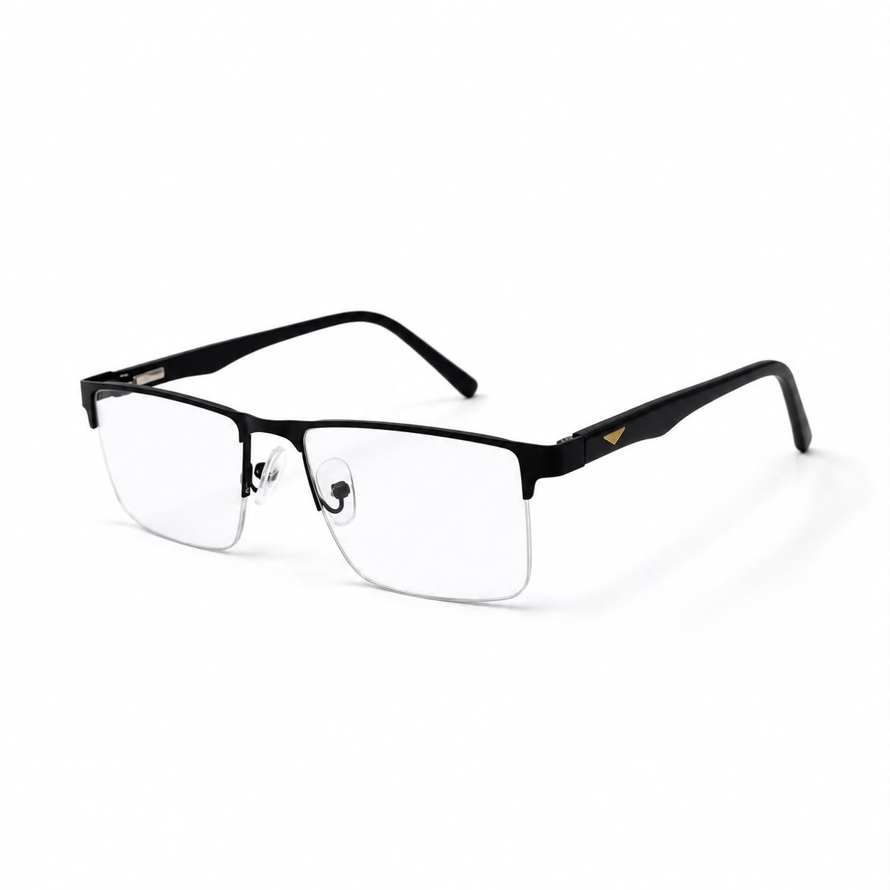 ev2k-0054-black-business-optical-frame-front Optical EV2K-0135 Premium Half Rim Rectangle Stainless Steel Eyeglasses | Ultra Lightweight Business Optical Frame | EyeValley Bangladesh - Image 1