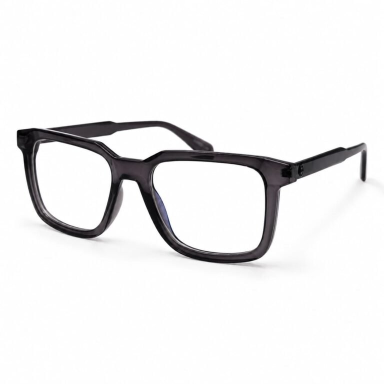 Optical EV2K-0026 Bold Square Full Rim Eyeglasses in Crystal Smoke Grey with translucent dark grey front and wide temples
