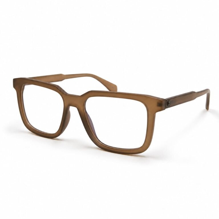 Optical EV2K-0026 Bold Square Full Rim Eyeglasses in Matte Mocha Brown with soft frosted finish and matching temples