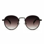 Classic round dark tinted sunglasses with metallic full rim bridge for men and women.
