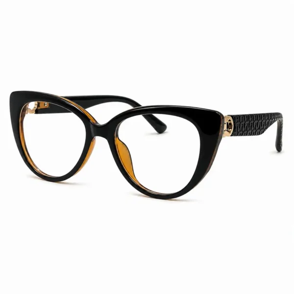 Eye Valley EV2K-0079 Classic Cat-Eye Eyeglasses in Black and Amber Dual Tone