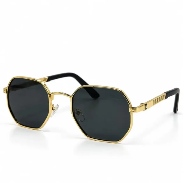 Eye Valley EV2K-0025 Gold Metal Hexagonal Sunglasses with Solid Dark Lenses