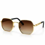 Eye Valley EV2K-0025 Gold Geometric Sunglasses with Brown Gradient Lenses