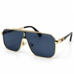 Eye Valley EV2K-0026 Gold Frame Oversized Shield Sunglasses with Solid Blue Lenses