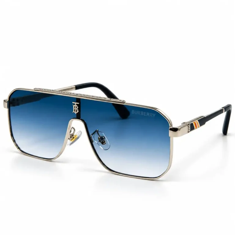 Eye Valley EV2K-0026 Silver Frame Shield Sunglasses with Ocean Blue Gradient Lens