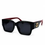 Eye Valley EV2K-0028 Black Square Sunglasses with Red Inner Temples and Gold Side Crest Detail