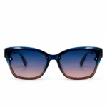 Eye Valley EV2K-0029 Glossy Blue Frame Oversized Butterfly Sunglasses with Blue Pink Gradient Lenses