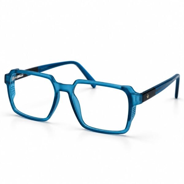 Bold frames eyeglasses, geometric glasses frames in matte cobalt blue