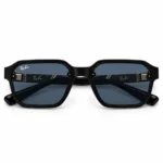 Premium Black Geometric Square Sunglasses with Silver-Tone Details | EyeValley-896056 - Image 2