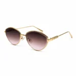 Sunglass EV2K-0003 Gold Alloy Frame Cat Eye Sunglasses with Soft Brown Gradient Lenses
