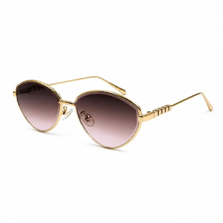 Sunglass EV2K-0003 Gold Alloy Frame Cat Eye Sunglasses with Soft Brown Gradient Lenses