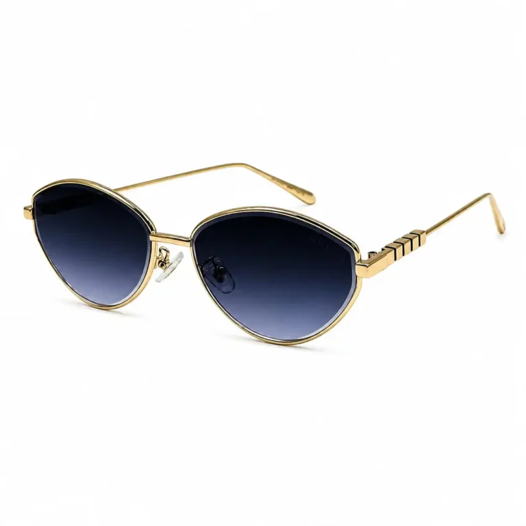 Sunglass EV2K-0003 Gold Metal Frame Cat Eye Sunglasses with Dark Tint Tinted Lenses