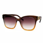 Sunglass EV2K-0031 Translucent Brown and Amber Gradient Oversized Sunglasses with Gold BB Temple Hardware