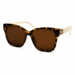 Sunglass EV2K-0031 Tortoiseshell Frame Sunglasses with Cream White Temples and Solid Brown Lenses