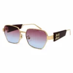 Eye Valley EV2K-0035 Gold Metal Hexagonal Sunglasses with Orange Temples and Brown Gradient Lenses