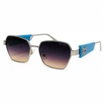 Eye Valley EV2K-0035 Gold Metal Hexagonal Sunglasses with Burgundy Temples and Purple Lenses