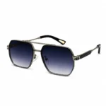 Eye Valley EV2K-0037 Silver Metal Navigator Sunglasses with Dark Blue Lenses