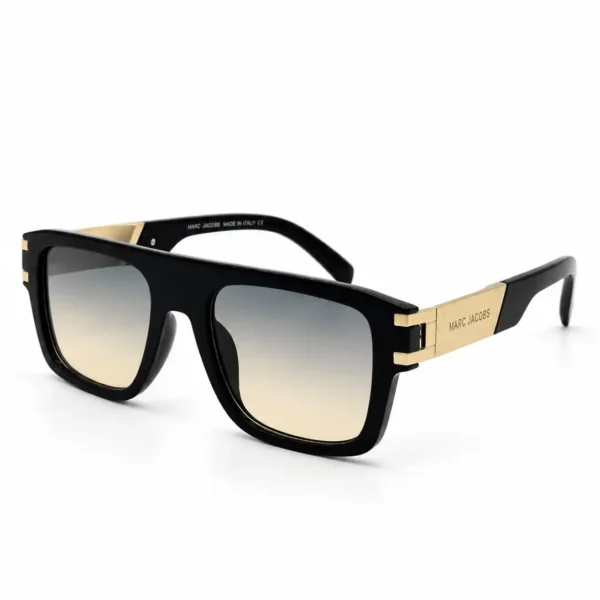 Stylish flat top sunglasses in black and gold
