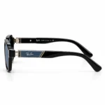 Premium Black Geometric Square Sunglasses with Silver-Tone Details | EyeValley-896056 - Image 3