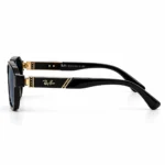 Premium Black Geometric Square Sunglasses with Gold-Tone Details | EyeValley 896056 - Image 3