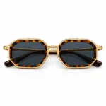 Premium Gold-Tone Tortoise Shell Octagonal Sunglasses | EyeValley-2600752 - Image 2