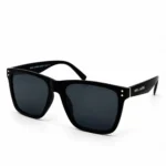 Sunglass CA6000S Classic Square Sunglasses in Matte Black with Dark Grey Lenses and Silver Hinge Tab