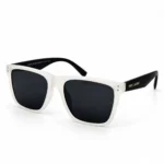 Sunglass CA6000S Classic Square Sunglasses in Milky White with Black Temples and Dark Grey Lenses