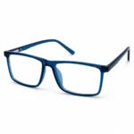 Optical EV2K-0008 Modern Rectangle Full Rim Eyeglasses in Crystal Navy Blue with glossy translucent finish and metal hinge detail