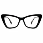 Optical EV2K-0080 Glamorous Cat Eye Eyeglasses in Glossy Black Front View