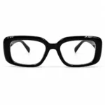 Optical EV2K-0097 Thick Frame Oversized Square Eyeglasses in Glossy Black Front View
