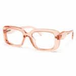 Optical EV2K-0097 Thick Frame Oversized Square Eyeglasses in Translucent Peach Pink