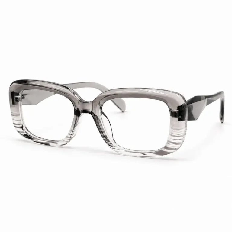 Optical EV2K-0097 Thick Frame Oversized Square Eyeglasses in Translucent Grey