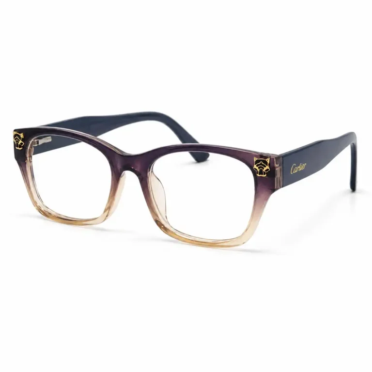 Optical EV2K-0099 Elegant Panther Emblem Rectangular Eyeglasses in Purple Amber Gradient
