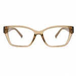 Optical EV2K-0088 Gold Accent Temple Square Butterfly Eyeglasses in Translucent Champagne Tea Front View
