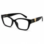 Optical EV2K-0088 Gold Accent Temple Square Butterfly Eyeglasses in Glossy Black