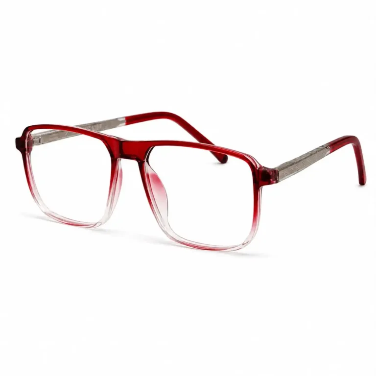 Optical EV2K-0059 Square Navigator Acetate Eyeglasses in Red to Clear Ombre Gradient Frame