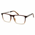 Optical EV2K-0064 Square Navigator Acetate Eyeglasses in Dark Brown to Clear Ombre Gradient Frame