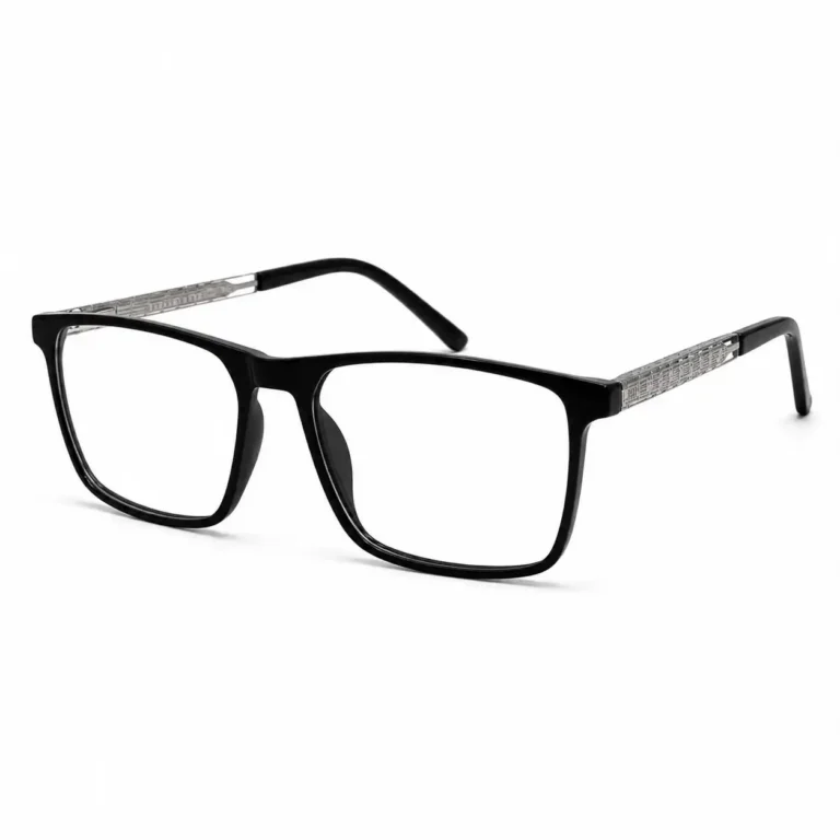 Optical EV2K-0064 Square Navigator Acetate Eyeglasses in Solid Glossy Black Frame