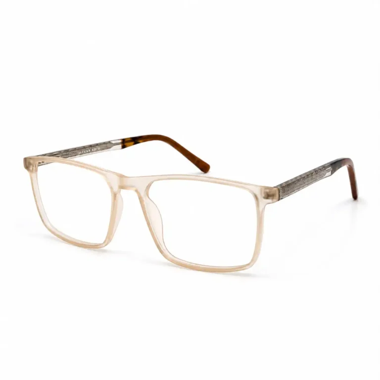 Optical EV2K-0064 Square Navigator Acetate Eyeglasses in Translucent Amber Yellow Frame