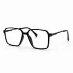 Optical EV2K-0065 Oversized Square Navigator Acetate Eyeglasses in Solid Glossy Black Frame
