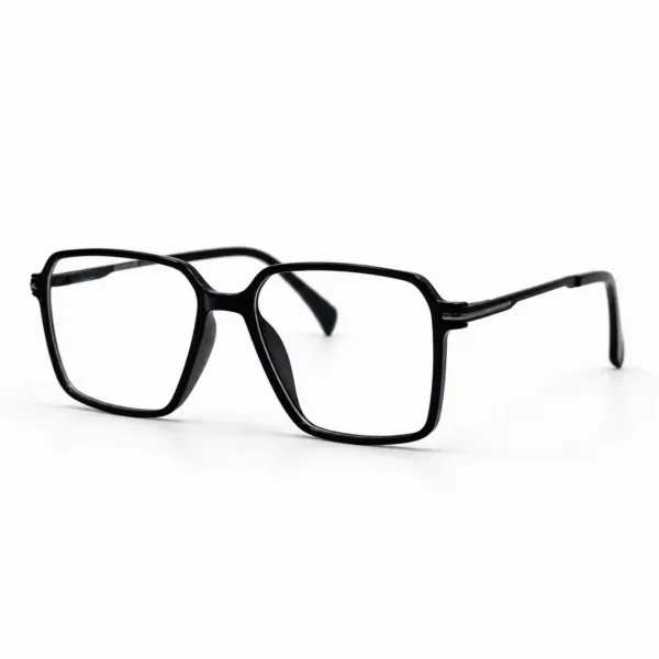 Optical EV2K-0065 Oversized Square Navigator Acetate Eyeglasses in Solid Glossy Black Frame