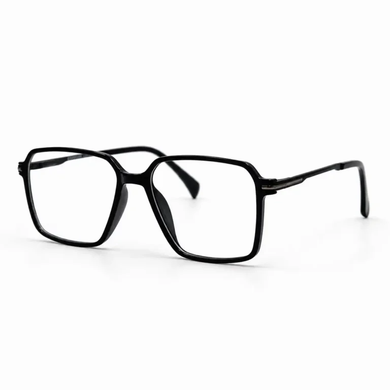 Optical EV2K-0065 Oversized Square Navigator Acetate Eyeglasses in Solid Glossy Black Frame