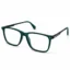 Optical EV2K-0015 Refined Rectangle Full Rim Eyeglasses in Matte Forest Green, deep green matte frame with twin silver rivet studs, dark metal temple arms, green temple tips and a striped silver hinge plate