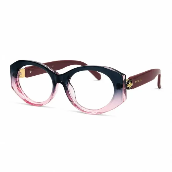 Optical EV2K-0100 Bold Oval Full Rim Eyeglasses in Navy Pink Gradient crystal frame with burgundy temples and gold-tone temple accent